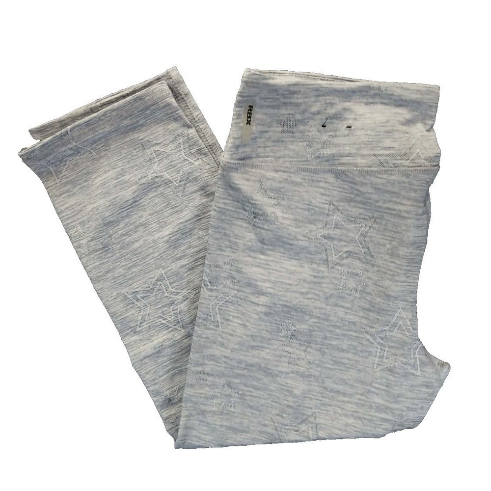 RBX Capri Leggings Women XL‎ Blue Space Dye Star Print Athletic EUC